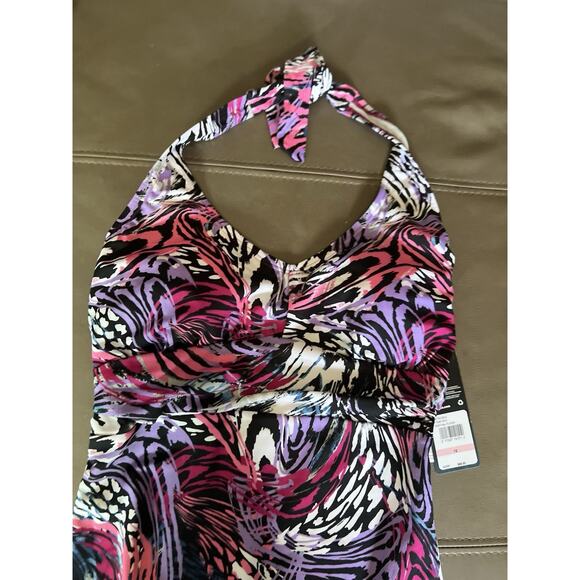 Speedo Women's 10 Swimsuit One Piece Moderate Cut Festival Fuchsia Animal Swirl - Picture 4 of 14